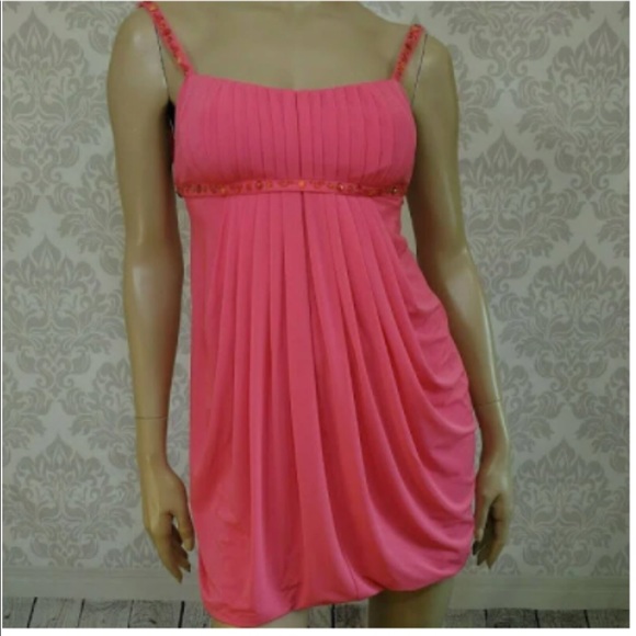 NWOT BCBGMax pink jersey geranium dress with bubble hem - Picture 4 of 6